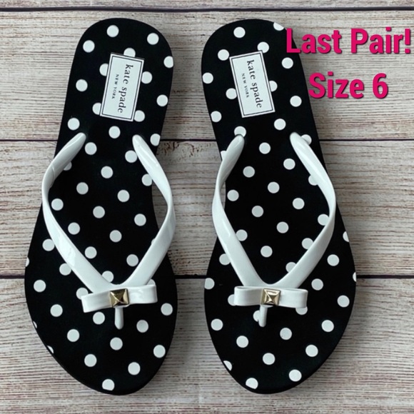 kate spade Shoes - NEW Kate Spade SZ 6♠️B&W, Bow,Polka-Dot Flip-Flops